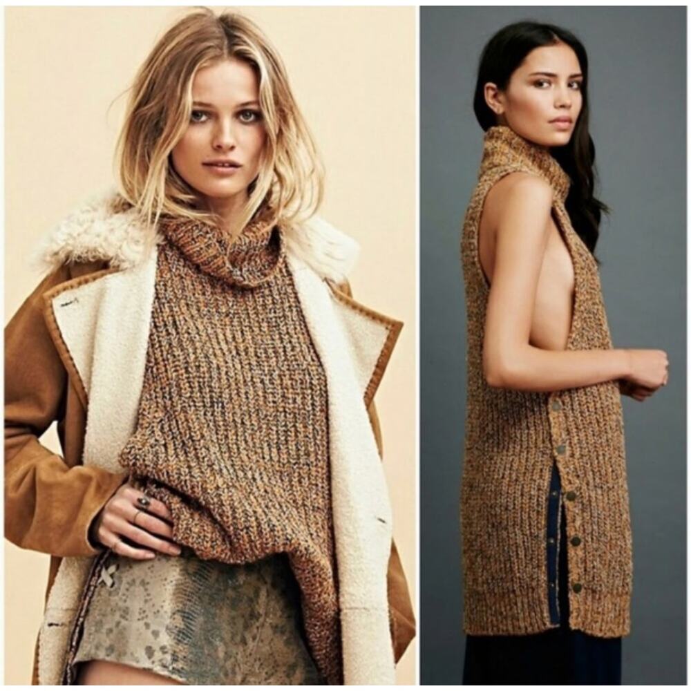 Free People Valentina Sleeveless Cowl Neck Sweater Tunic Size Small - Picture 2 of 9